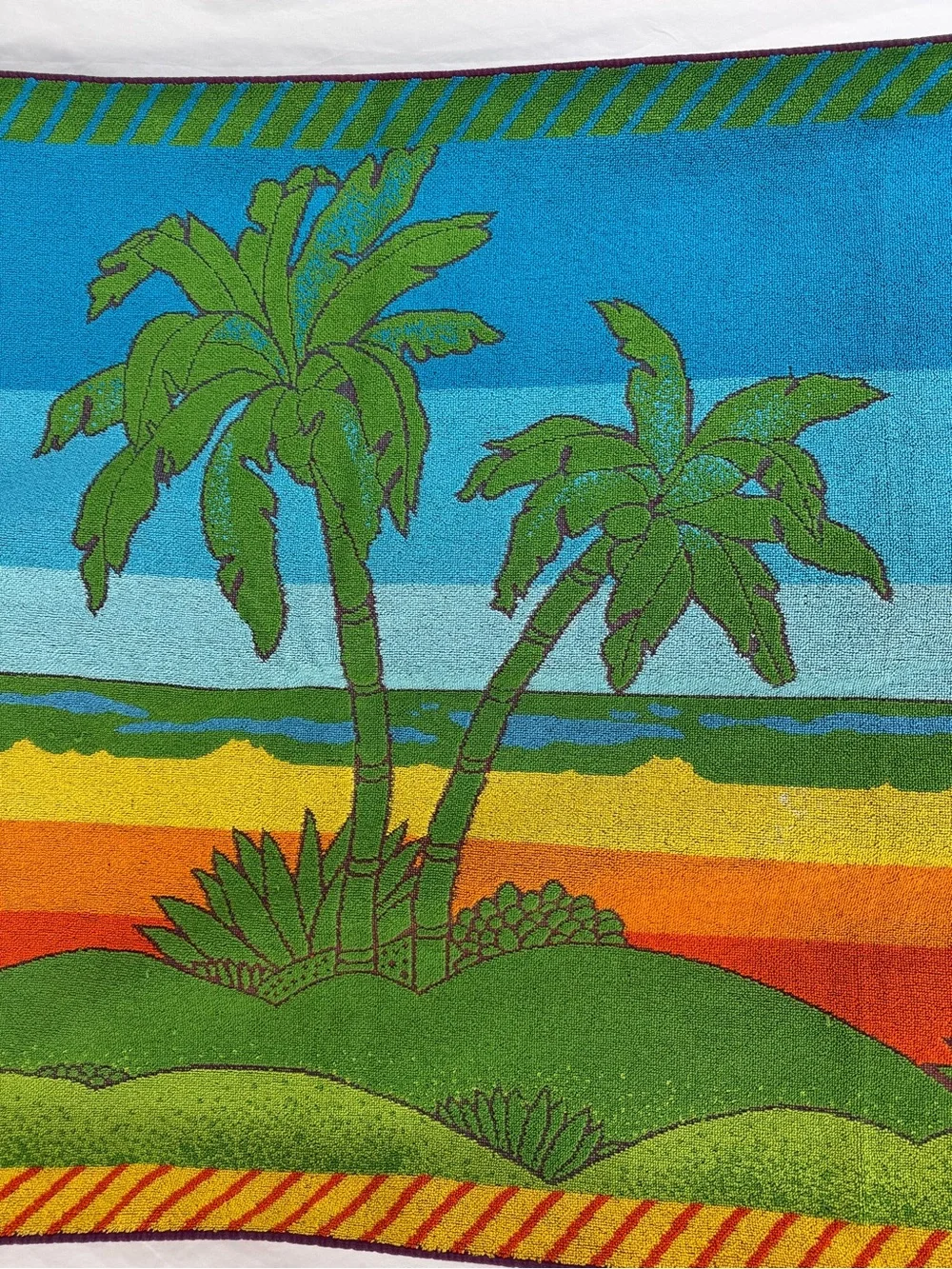 Vintage Seven Seas Tropical Palm Tree Beach Towel Retro Kitsch 70s/80s